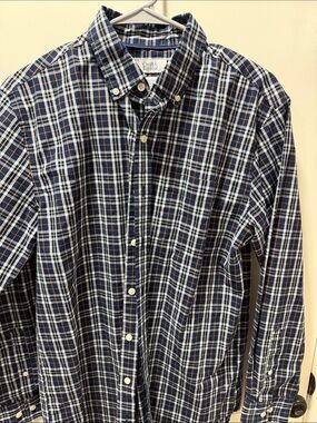 croft & barrow Navy, White and Brown Plaid Button-Down Shirt